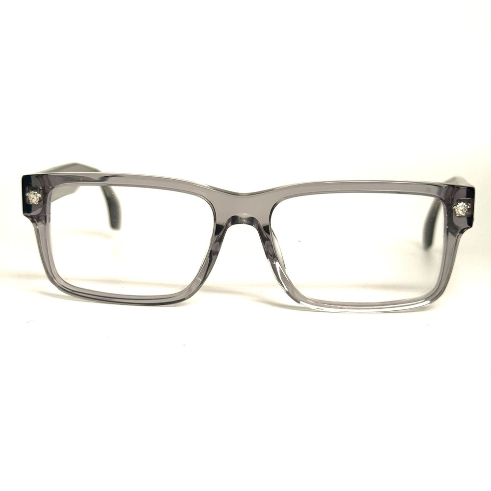 Versace MOD 3391-U 593 Transparent Grey Rectangular Eyeglass Frames Mens Womens